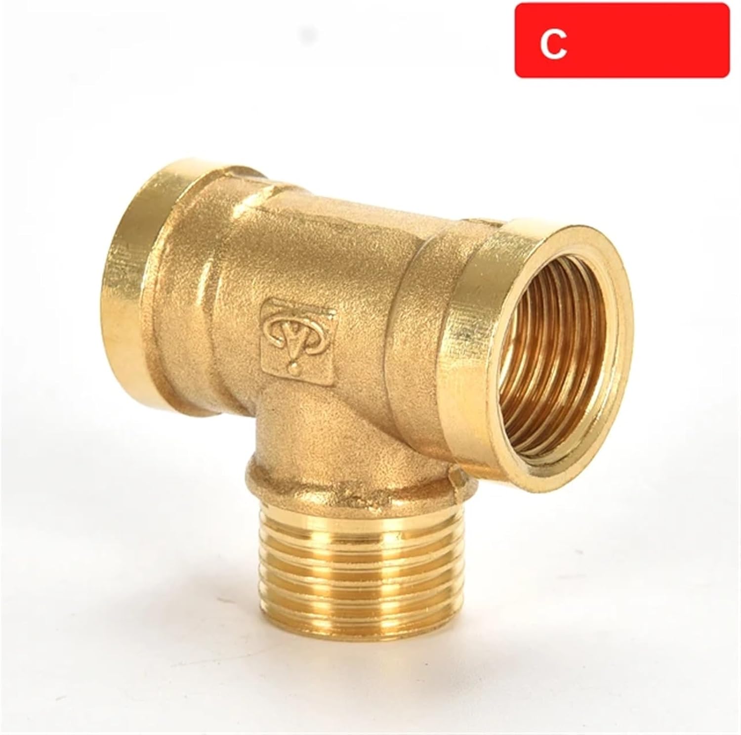 Brass Pipe Fitting Water Oil Gas Coupler Connector Adapter Male Female Thread 1/8" 1/4" 3/8" 1/2" BSP Tee Type Copper (Color : C, Size : 3/8 inch)