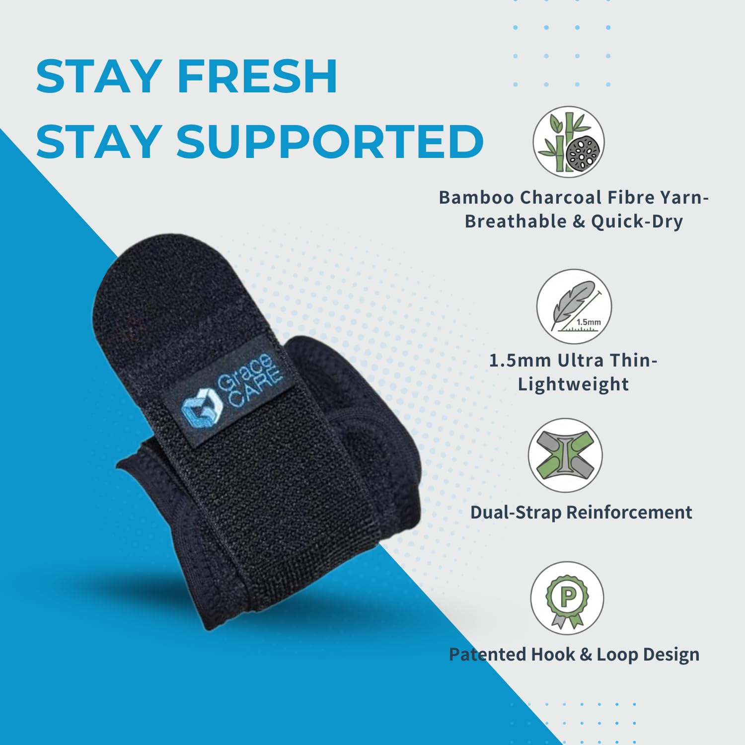 Wrist Brace Compression Strap – Adjustable Wrist Support Strap for Carpal Tunnel, Tendonitis, Arthritis, Sprains & Strains, Pain Relief – Fitness & Weightlifting Wristband – Left or Right Hand made in TAIWAN