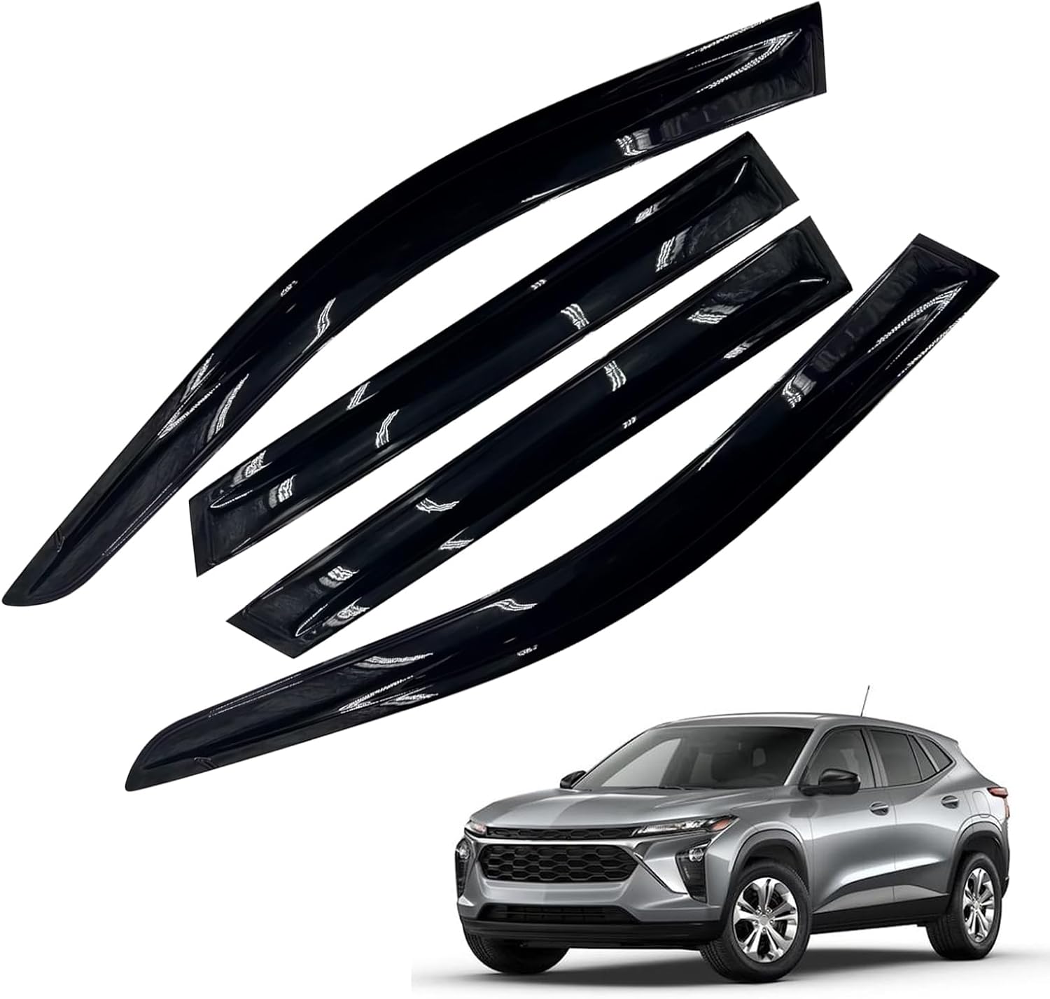 4PCS Window Deflectors Car Outside-Mount Visor Compatible with 2024-2025 Chevy Trax LS 1RS LT 2RS ACTIV Car Accessories Rain Guards Window Visors Vent Deflector 2024-2025 Trax LS 1RS LT 2RS ACTIV