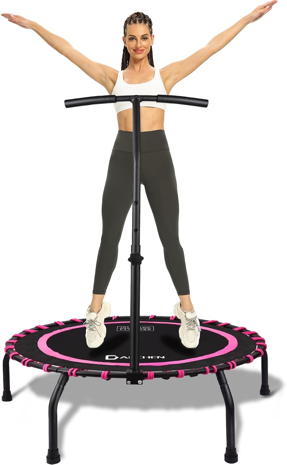 DARCHEN 350lbs Rebounder Mini Trampoline for Adult, Indoor Small Trampoline for Exercise Workout Fitness, Upgrade Design Bungee Trampoline for Safer Quieter Bounce [40 Inches]