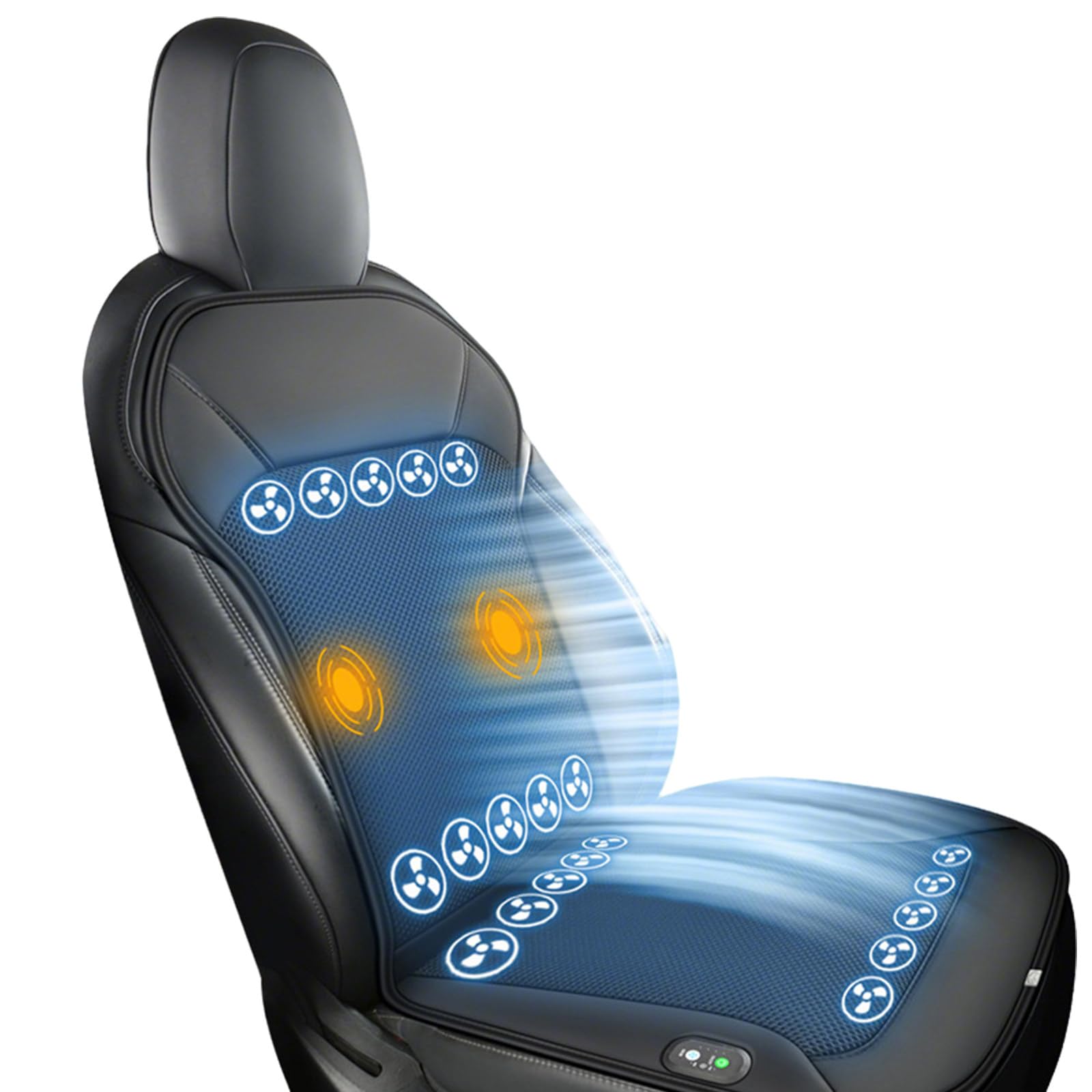 Coprisedile rinfrescante Estivo per Sedile Anteriore Auto, Cuscino rinfrescante 3 in 1 con Massaggio e Temperatura per conducenti e Ufficio,E