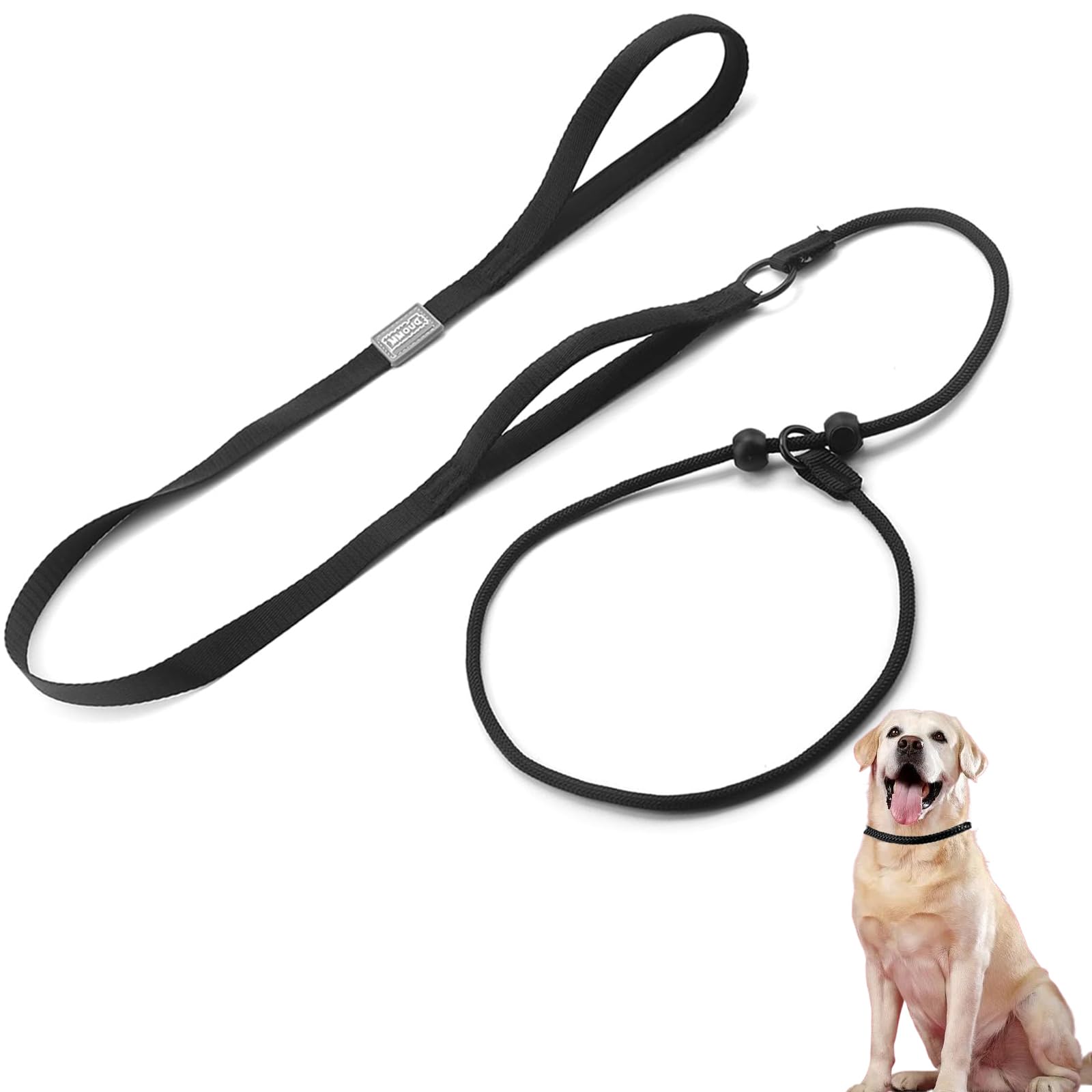 1x Figure Of 8 Dog Lead, Auto-Tightening Anti-Pull Slip Collar For Medium Dogs, Durable Nylon Training Leash For Walking, Training & Hiking