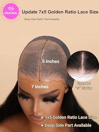 Miniatura 4 de UNICE Bye Bye Knots - Peluca de cabello humano ondulado HD de 7 x 5 pulgadas, nudos invisibles blanqueados, para poner y llevar, peluca frontal sin