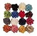 Burlap Jute Fabric Flowers for Crafts, Headbands, or Decorations - Various Colors - 16 Pack