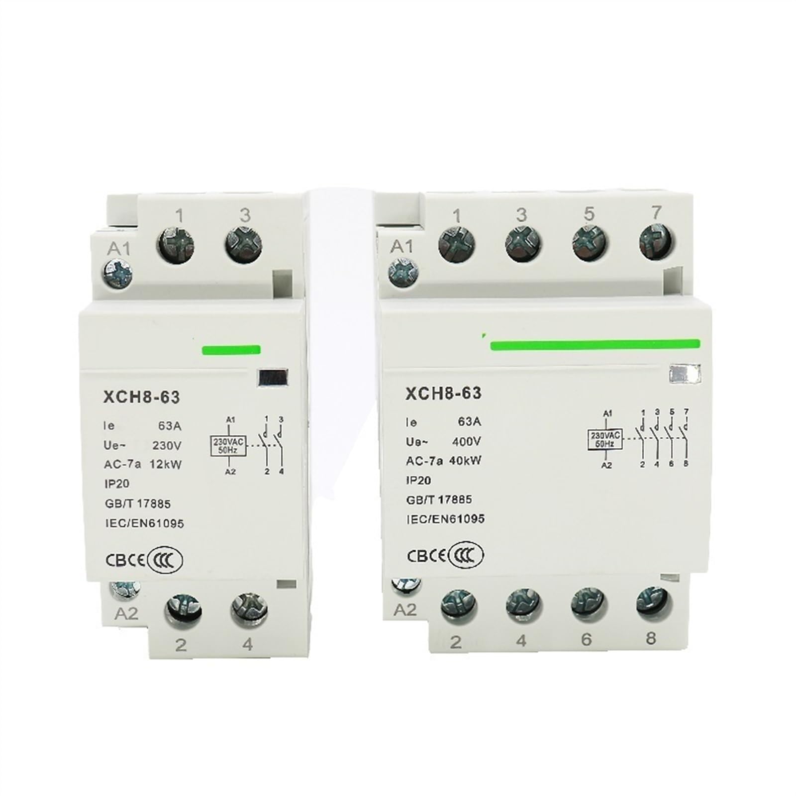1PCS 4P 32A/40A/63A Su Guida Din for Uso Domestico Ac Modulare Contattore Interruttore di Controllo 220V/230V 50/60HZ 3NO 1NC 4NO 4NC 2NO 2NC (Color : 32A 2NO 2NC)