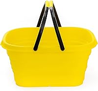 Vista 22 de SAMMART Collapsible Basket with Handle, 13L (3.4 Gallon), TPE & PP, White/Stone Blue, Modern Design