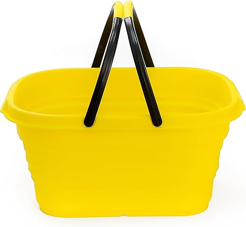 Miniatura 22 de SAMMART Collapsible Basket with Handle, 13L (3.4 Gallon), TPE & PP, White/Stone Blue, Modern Design