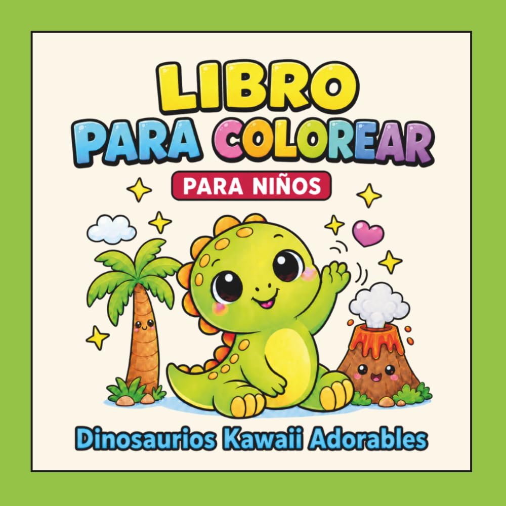 Adorables dinosaurios kawaii – Libro para colorear para niños: 40 páginas para colorear fáciles y divertidas para niños pequeños y preescolares