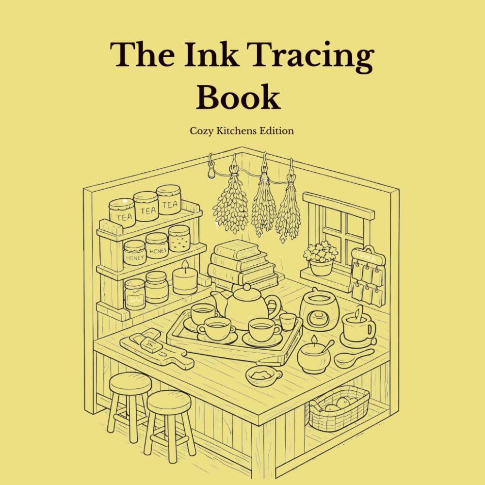 Ink Tracing Book for Adults — Cozy Kitchens Edition: A Mindful Reverse Coloring Book with 15 Original Isometric Kitchen Illustrations for Stress ... and Creative Self-Care (Cozy Rooms Edition)