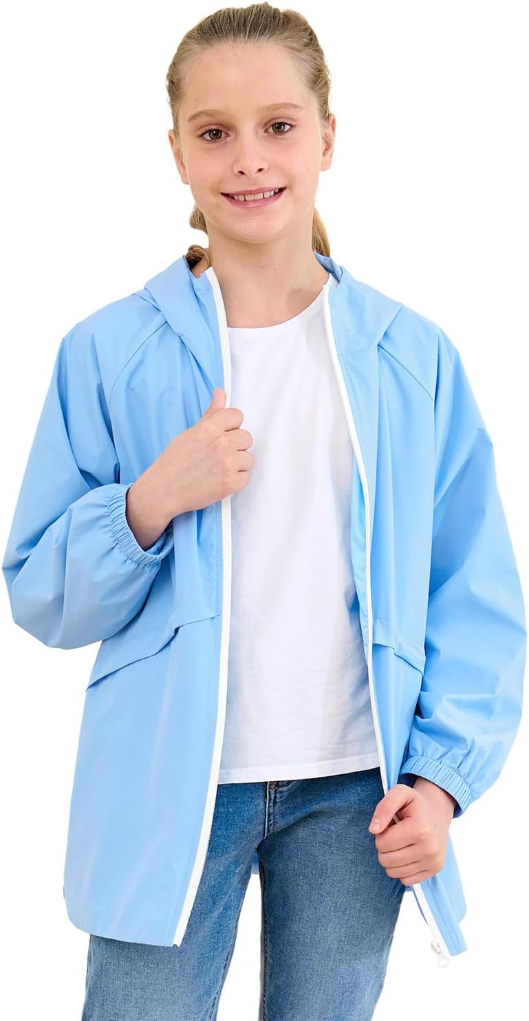 MODAFANS Boys Girls Rain Jacket Waterproof lined Hooded RainCoats Windbreaker - Image 3