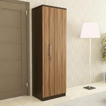Spacewood Ken Wardrobe | 3 Year Warranty | Almirah, Cupboard, Almari, 1 Door Wardrobe, 1 Hanging Space|Engineered Wood| Walnut Bronze