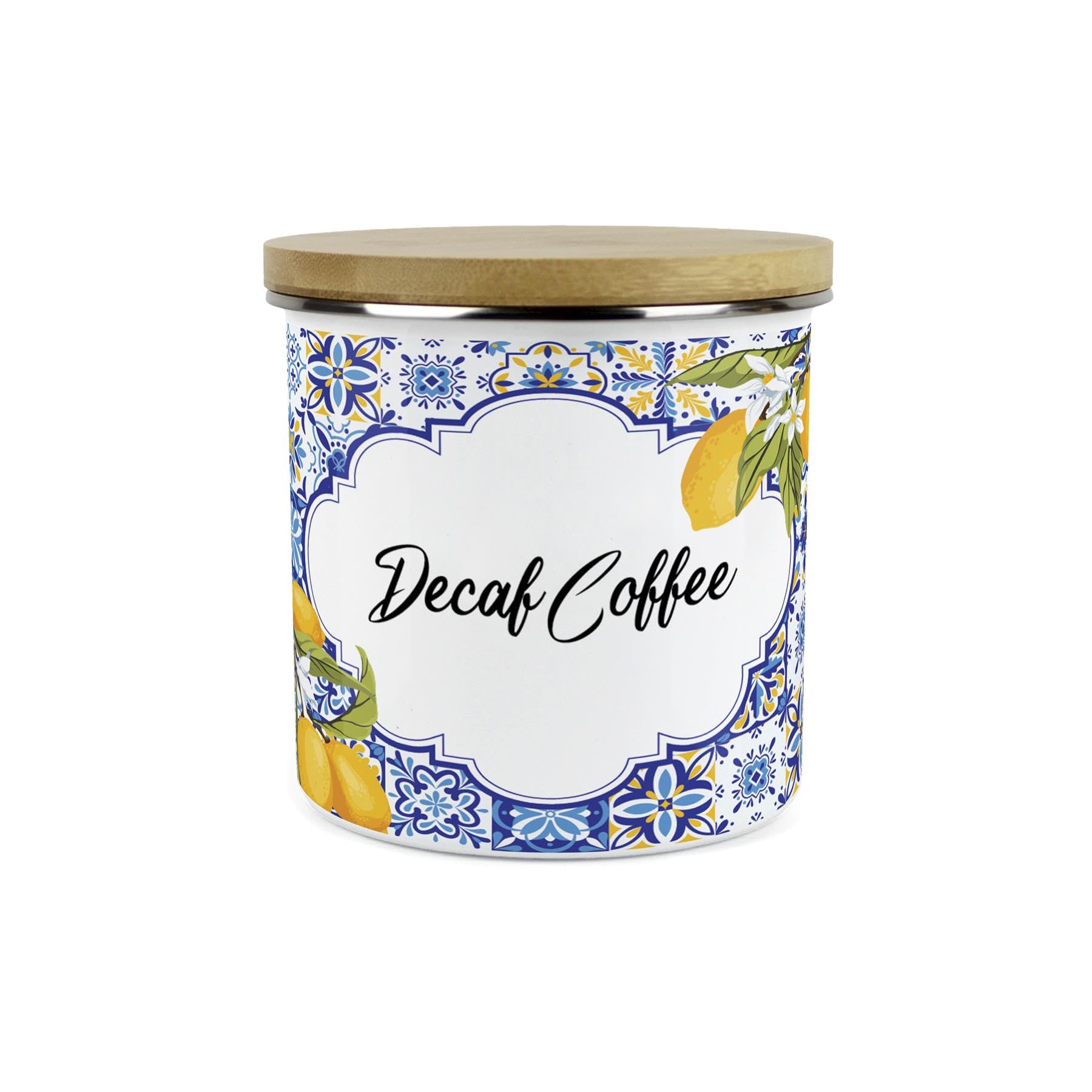 Purely Home Amalfi Decaf Coffee Canister - 1.2L Enamel Kitchen Storage Gift