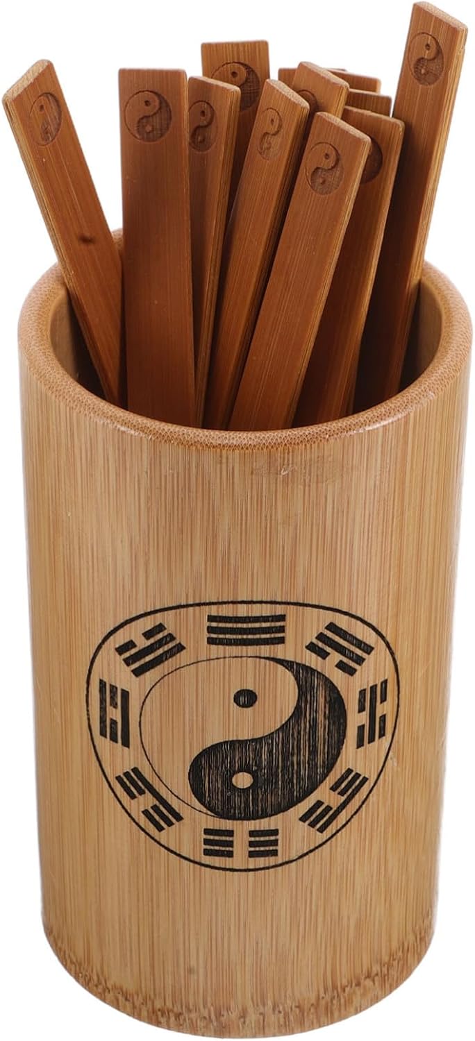 ERINGOGO I Ching Fortune Telling Sticks Kit with 12 Divination Sticks and Decorative Bucket for Feng Shui Learning and Decision Making, Traditional Chinese Luck Telling Game Set