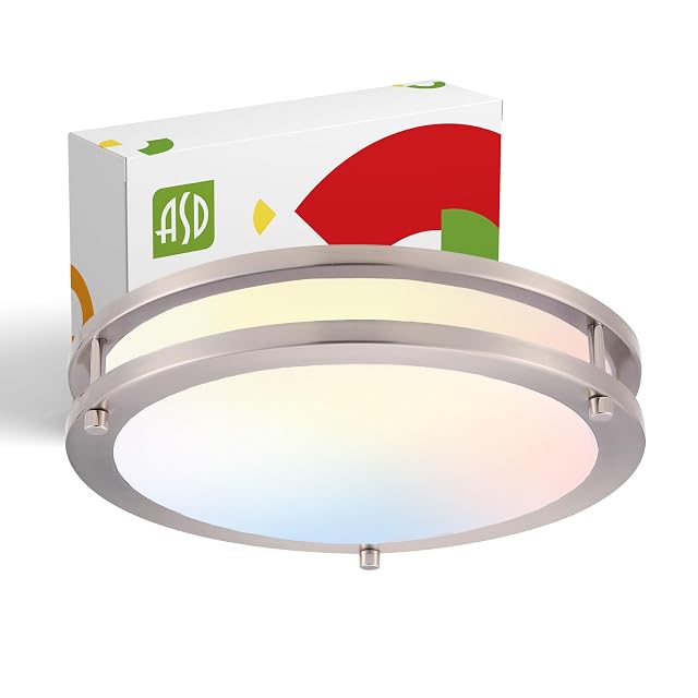 ASD LED 12 Round Flush Mount Lighting Close to Ceiling Light Fixture 3CCT Dimmable Energy Star ETL Listed