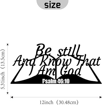 Be Still and Know That I Am God Psalm 46:10 Metal Sign, 12X5.31 Inch Christian Wall Art Religious Wall Decor Bible Scripture Wall Hanging Decoration