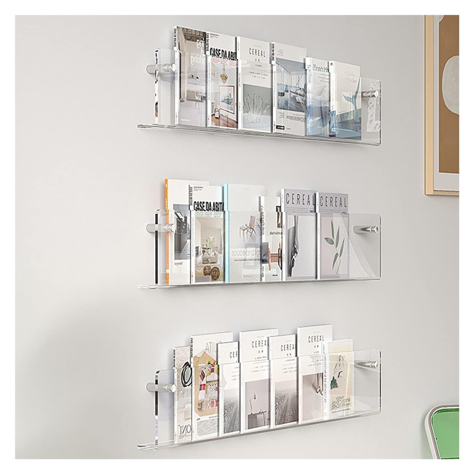 Lot de 3 Porte-brochures en Acrylique, Porte-revues Mural, présentoir pour dépliants, brochures et menus – Solution de Rangement élégante pour publicités