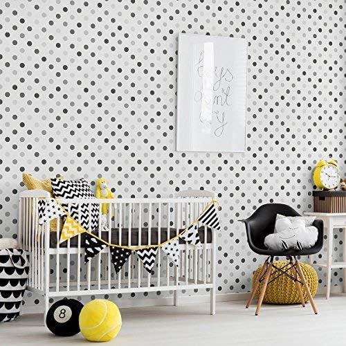 Walls By Me Peel and Stick Black and Grey Geometric Baby Removable Wallpaper 5239-2ft x 4ft (61x122cm)
