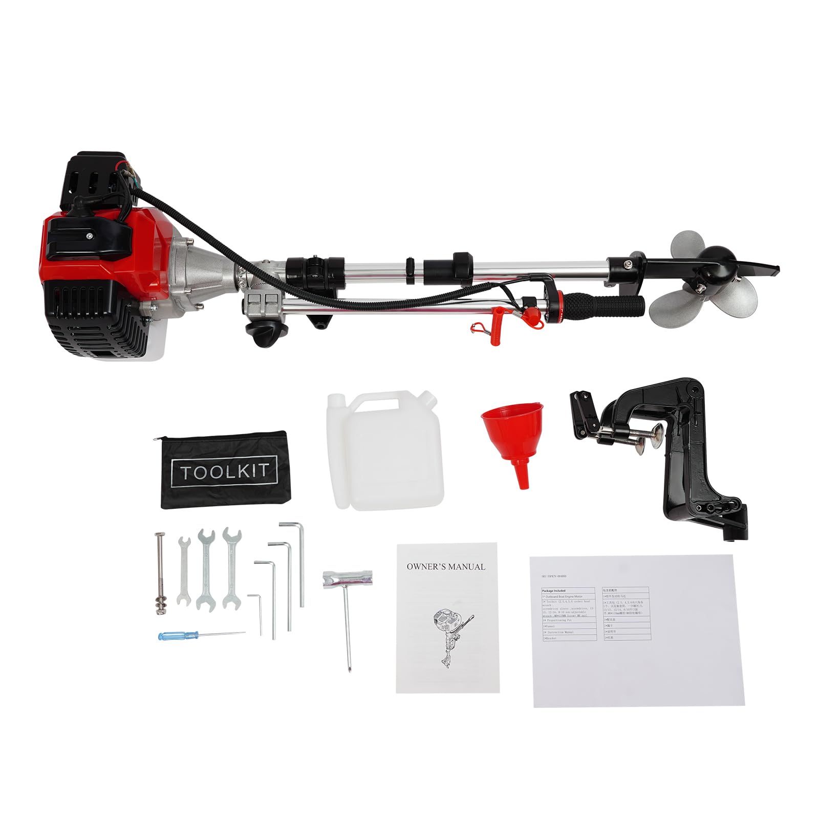 Motor fueraborda de gasolina 2,3 CV 2 tiempos 52 cc potente motor fueraborda para barcos de gasolina, motor fueraborda, botes inflables, barcos de pesca, barcos de barco
