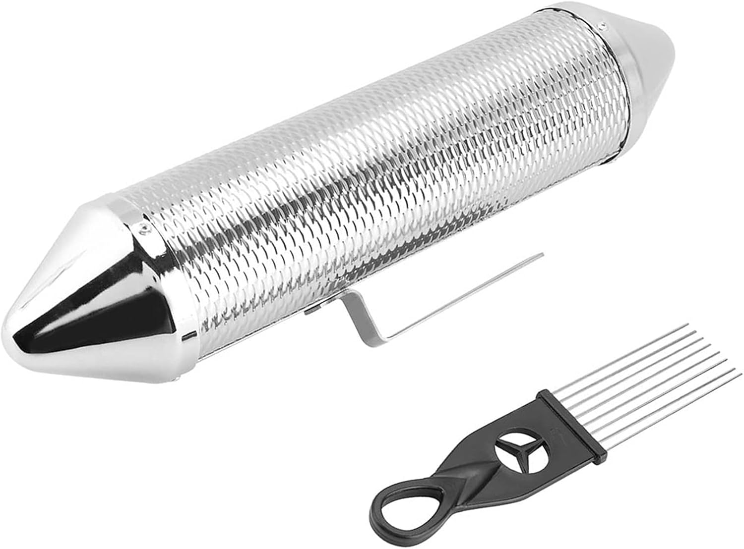 Stainless Steel Metal Guiro Musical Percussion Instrument with Scraper
