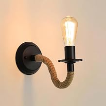 Comely Vintage Wall Lamp, E27 Hemp Rope Wall Lamp, Retro Interior Wall Light for Hallway, Loft, Bedroom, Cafe Bar (without Bulb)