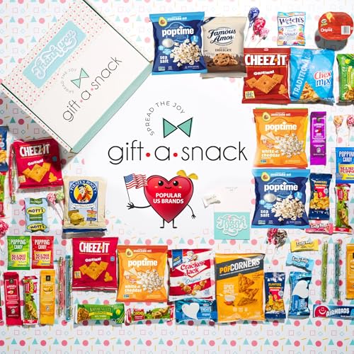 Image of Gift A Snack - Thank You Snack Box Variety Pack Care Package + Greeting Card (45 Count) Appreciation Sweet Treats Gift Basket, Candies Chips Crackers Bars - Office Food Assortments