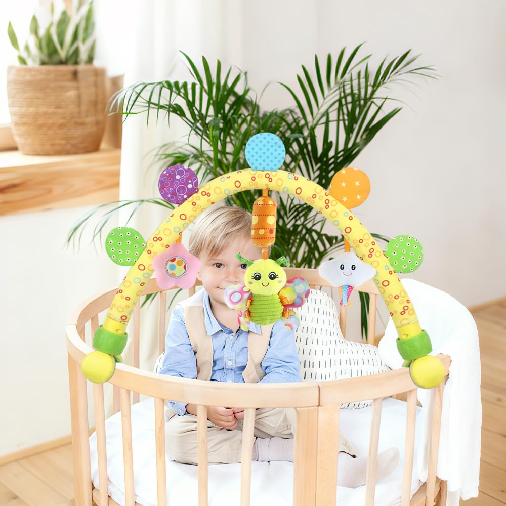 caterbee Jouets de Landau Travel Arch pour bébés et Tout-Petits, Jouets d'activité pour Berceau et Poussette pour l'intérieur et l'extérieur (Papillon)