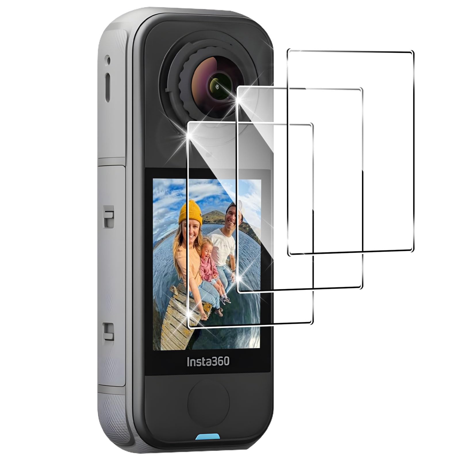 QULLOO Pellicola Protettiva per Insta360 X4 Air, 3 Pezzi HD Vetro Temperato Durezza 9H Anti-graffio Schermo Protezione
