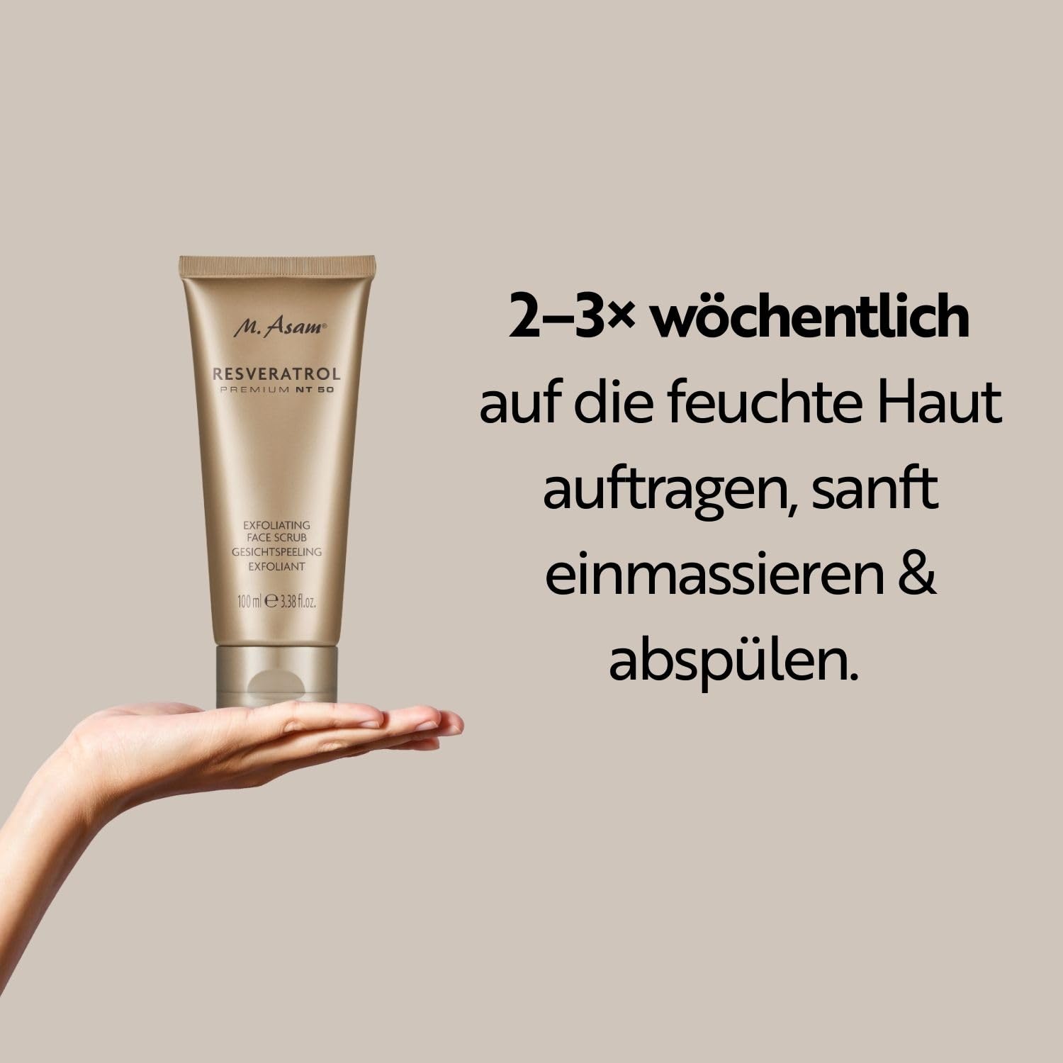 M. Asam Resveratrol Premium NT50 Longevity Exfoliating Face Scrub (100ml) | Hautverfeinerndes Gesichtspeeling für Glatte, Frische Haut, Gel-to-Foam Textur mit Traubenkernen