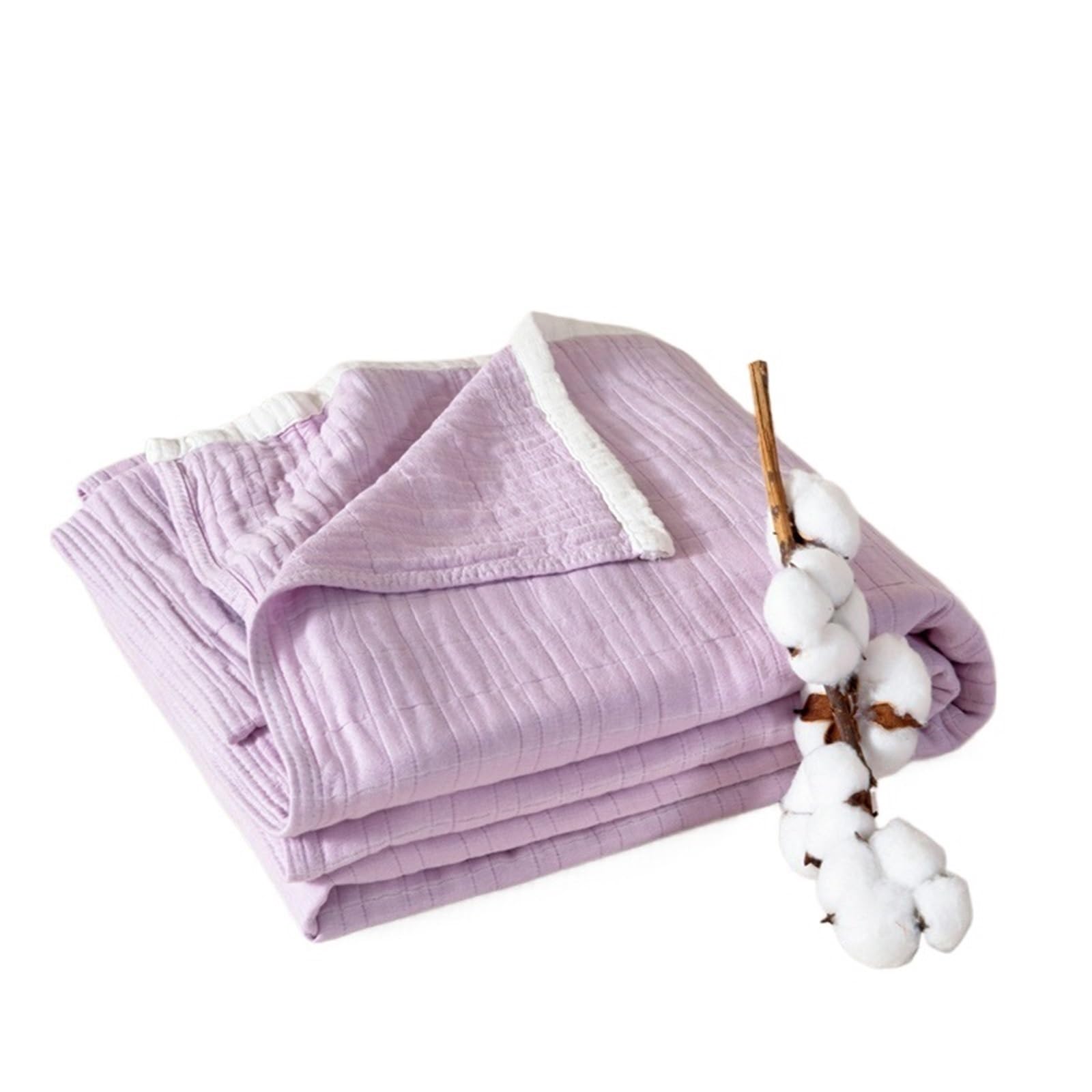 Cotton Muslin Throw Blanket 6-Layer Gauze Bedspread 150x200cm(Color 3)