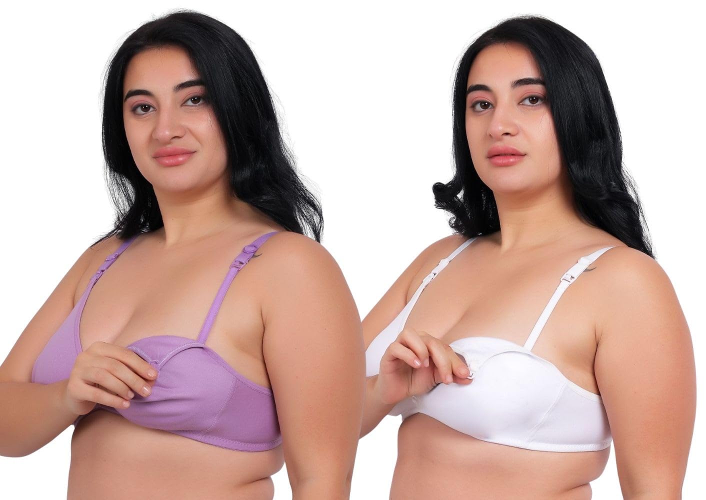 Women's Deepneck Seamless Nursing Bra - Pack of 2-image-5