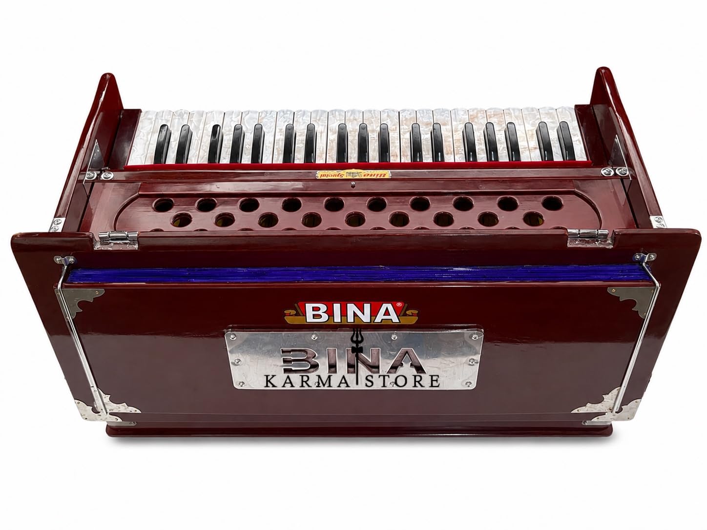 Harmonium Traveler, tragbar faltbar mit 9 Stops, 3½ Oktaven, Teak, Holz, 18 x 12 x 7 Zoll, 8 kg, Bass-Male Reed, 440 Hz