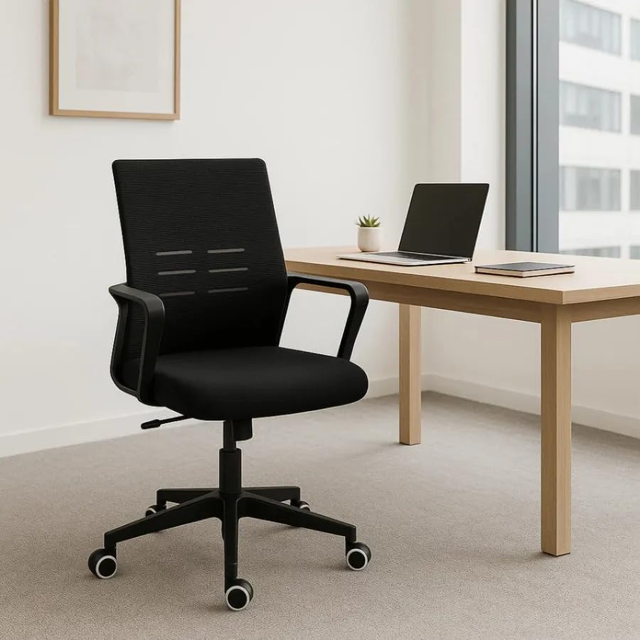 Cadeira De Escritório Diretor Mesh Luxo Preto Preto Tecido Respir...