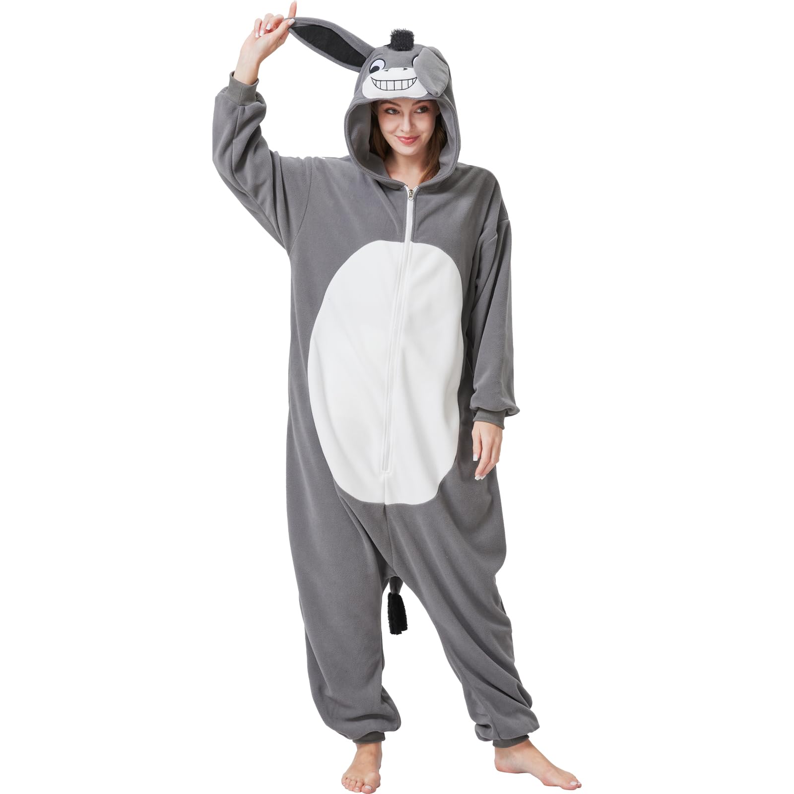 Pigiama intero unisex da asino per adulti, costume di Halloween o cosplay