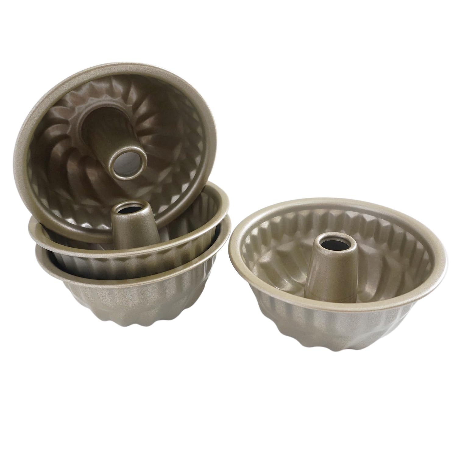 Moldes para pasteles pequeños de 4 pulgadas, moldes para tartas de 4 pulgadas, moldes antiadherentes para hornear, mini molde estriado Kugelhopf para pastel de calabaza, gelatina, brownies - 8
