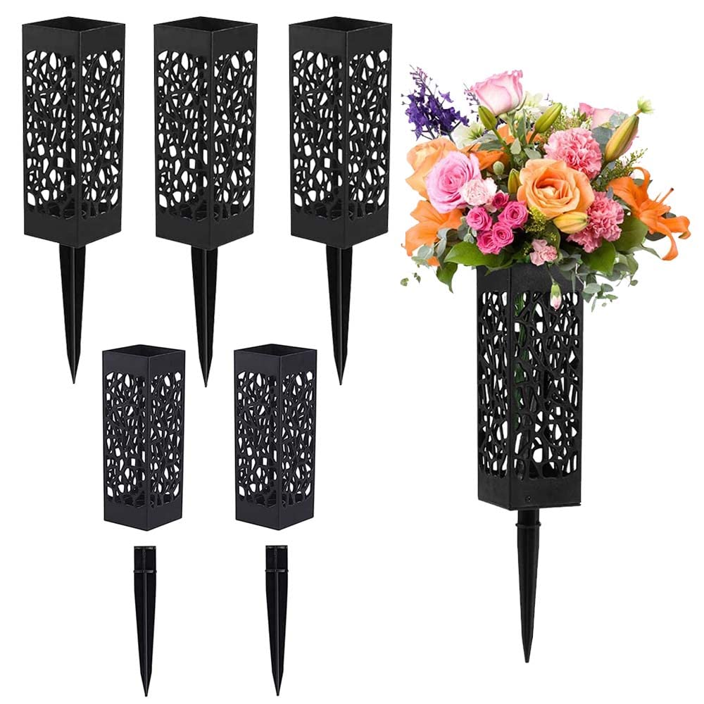 Grave Flower Holders, Cemetery Vases with Spikes for Fresh/Artificial Flowers