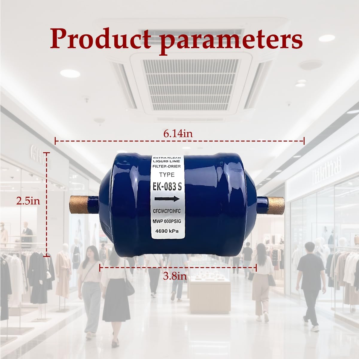 HZEL 3/8" Liquid Line Filter Refrigerant Drier, EK-083S Sweat Flow Filter Dryer for Heat Pump & Straight Cool Air Conditioners, Auto Accessories Compatible with R22 R134a R404A R407C