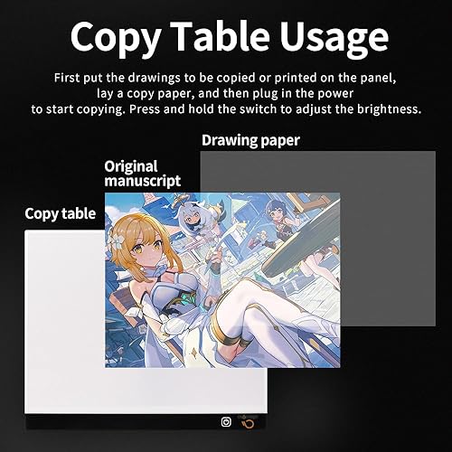 Miniatura 7 de AIAURORA Tablero de copia LED A4, tablero de dibujo de trazado de luz, ultrafino y ajustable USB, almohadilla de trazo LED para dibujo de tatuajes,