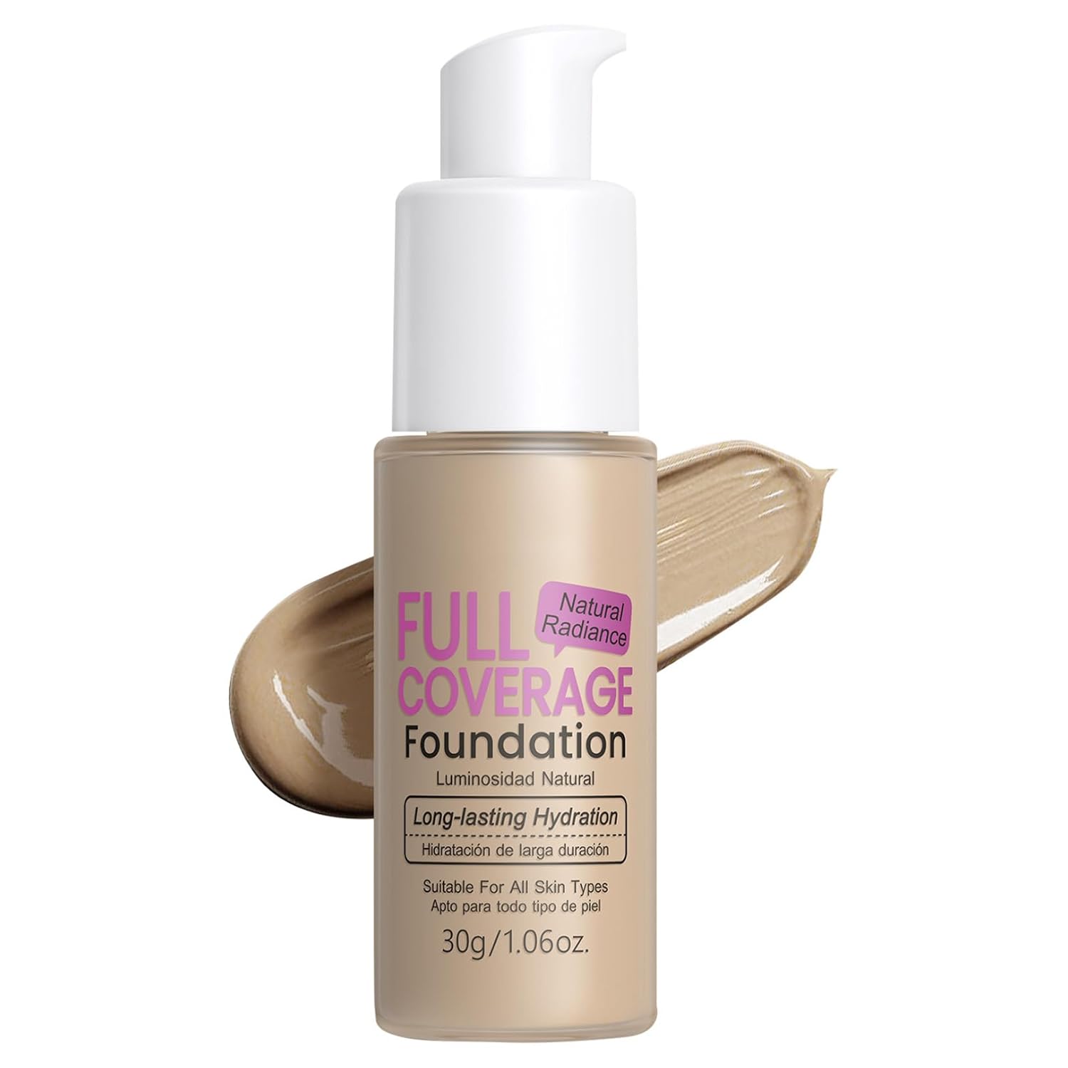 Hydrating Long-Lasting Foundation, Full Coverage & Water-Resistant for Commute Wheat One Size