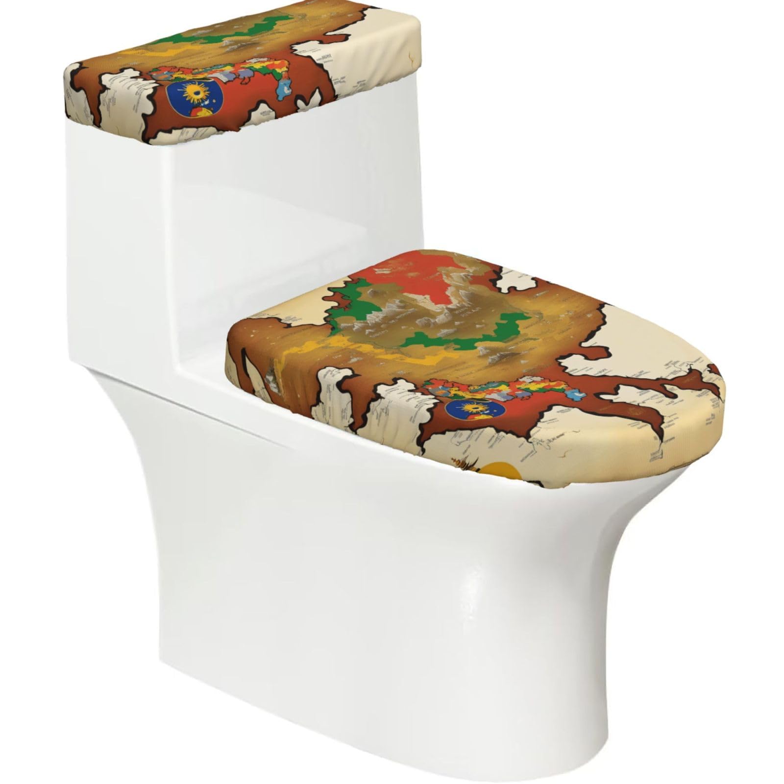 Kingdom Of Bhutan Map03 Print Bathroom Decor Toilet Lid Cover And Tank Covers, Restroom Accessories Fits Most Round