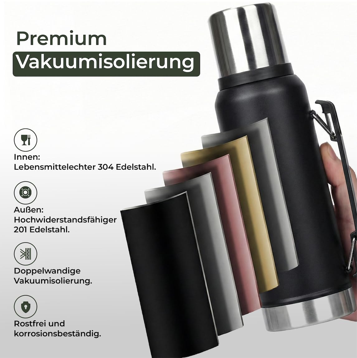 Set Mate Argentino Completo BOTTOSO (1L) - Kit con Thermos Acciaio Inox Doppia Parete 12h Caldo - Include Tazza Mate, Cannuccia (Bombilla), 2 Beccucci Anti-Goccia e Scovolino - Idea Regalo Originale