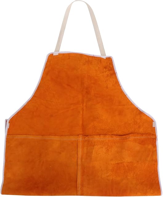 Balacoo Leather Welding Work Shop Apron, Heat- Resistant and Flame- Retardant Cowhide Leather Apron for Blacksmith, Welder, Woodworking, Home Decoration, Orange, 92X60CM