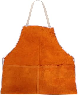 Balacoo Leather Welding Work Shop Apron, Heat- Resistant and Flame- Retardant Cowhide Leather Apron for Blacksmith, Welder, Woodworking, Home Decoration, Orange, 92X60CM
