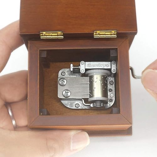 Miniatura 8 de Caja de música de libro de madera, manivela antigua, joyería tallada, cajas musicales, Navidad, cumpleaños, día de San Valentín, regalos, reproduce
