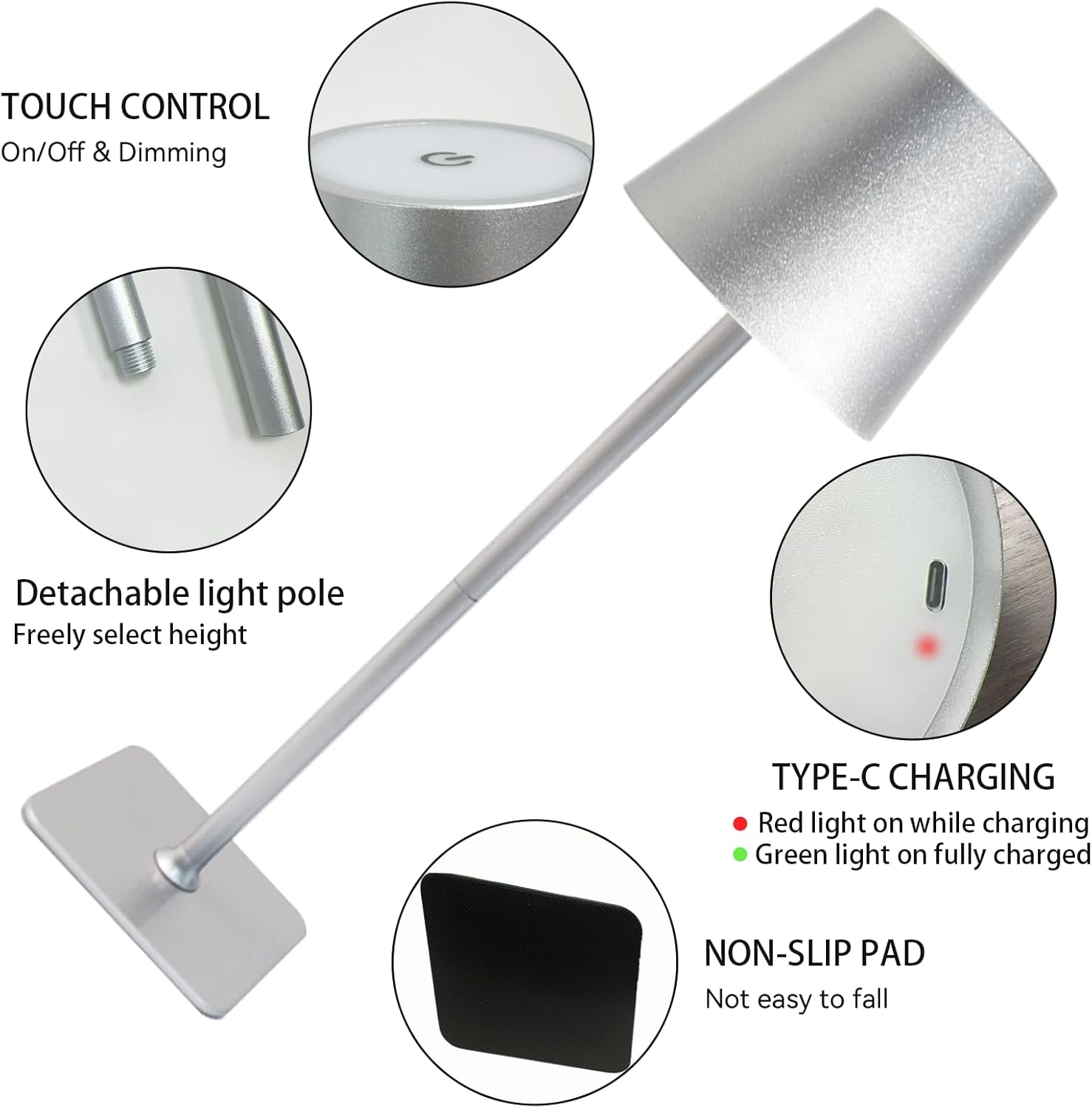 2 Pack Minimalistic Cordless Table Lamps - 2000mAh Rechargeable, Touch Control, 3 Colors Stepless Dimming LED Bottle Lamp Kit for Home & Camping