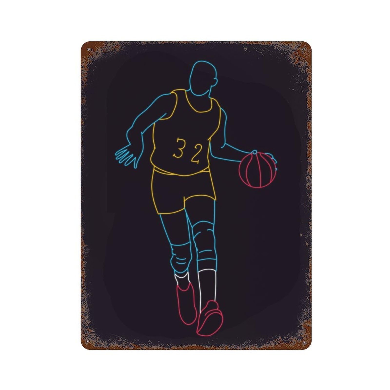 Garage Style Retro Basketball Player Vintage Rust Metal Sign 15.7"x11.8", Vintage Wall Decor for Bar And Workshop
