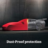 Vista 5 de WinPower Funda para automóvil deportivo de interior de 177 a 189 pulgadas, elástica, a prueba de polvo, cubierta completa para automóvil Rojo