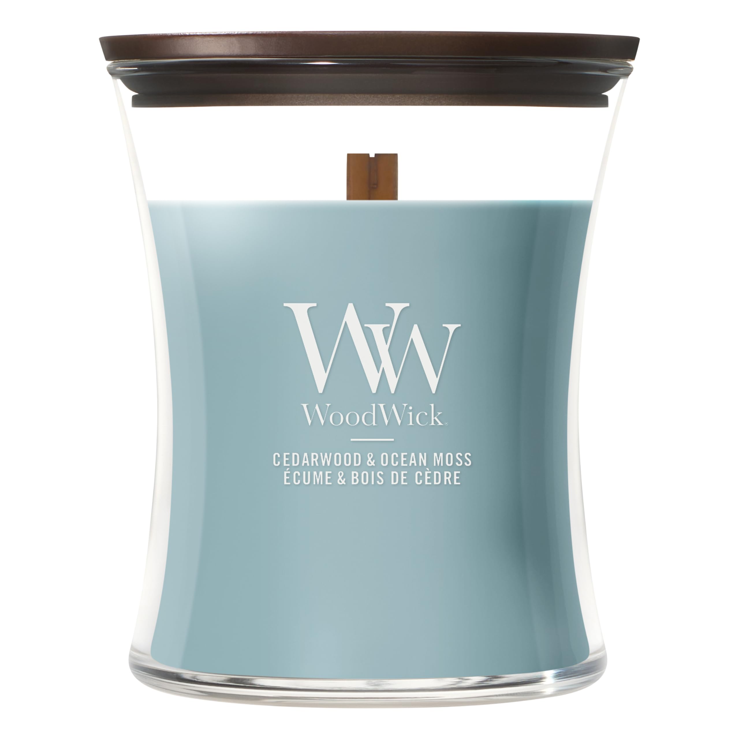 WoodWick Duftkerze | Mittlere Hourglass-Kerze | Cedarwood & Ocean Moss | Perfekte Geschenke für Frauen