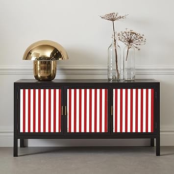 GLOW4U Red Striped Wallpaper Peel and Stick Red Stripe Shelf Liner Contact Paper Furniture Drawer Liner Wall Sticker 17.7X117 Inches