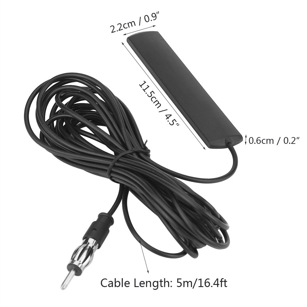 Antena radiowa Patch antena, 1 szt. Tbest uniwersalny plastikowy samochodowy radio FM łatka antenowa antena do montażu na przedniej szybie kabel 5M czarny