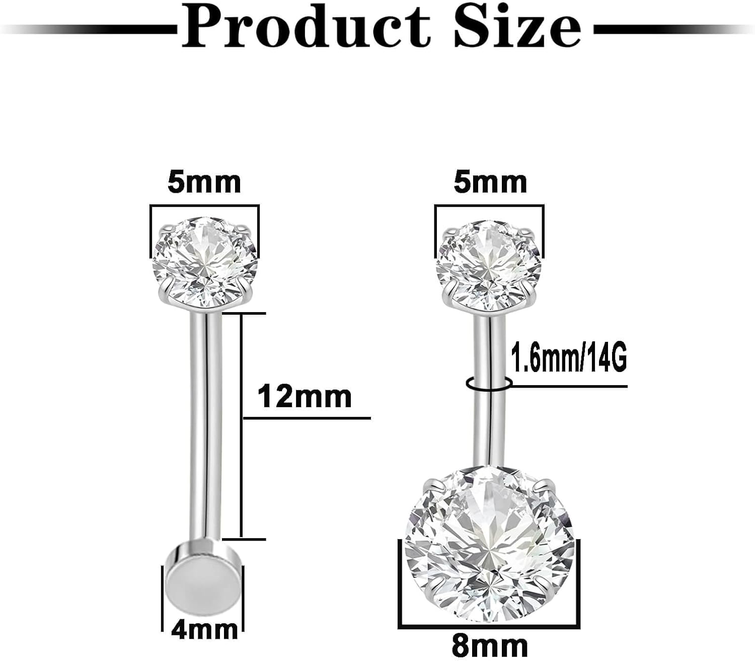 Uni-J Floating Belly Button Rings G23 Titanium 14G Navel Rings - Equipped With Piercing Taper Ball Grabber Tool for Changing Jewelry - Image 2